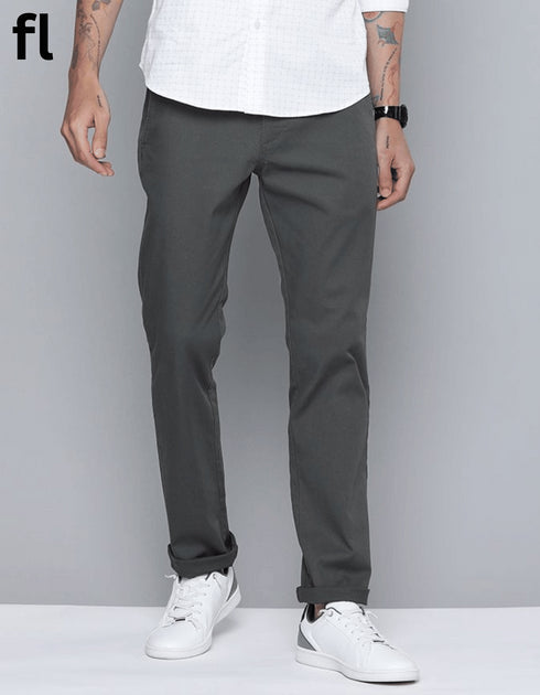 Dark Grey Cotton Imported Stuff Pant Smart Fit
